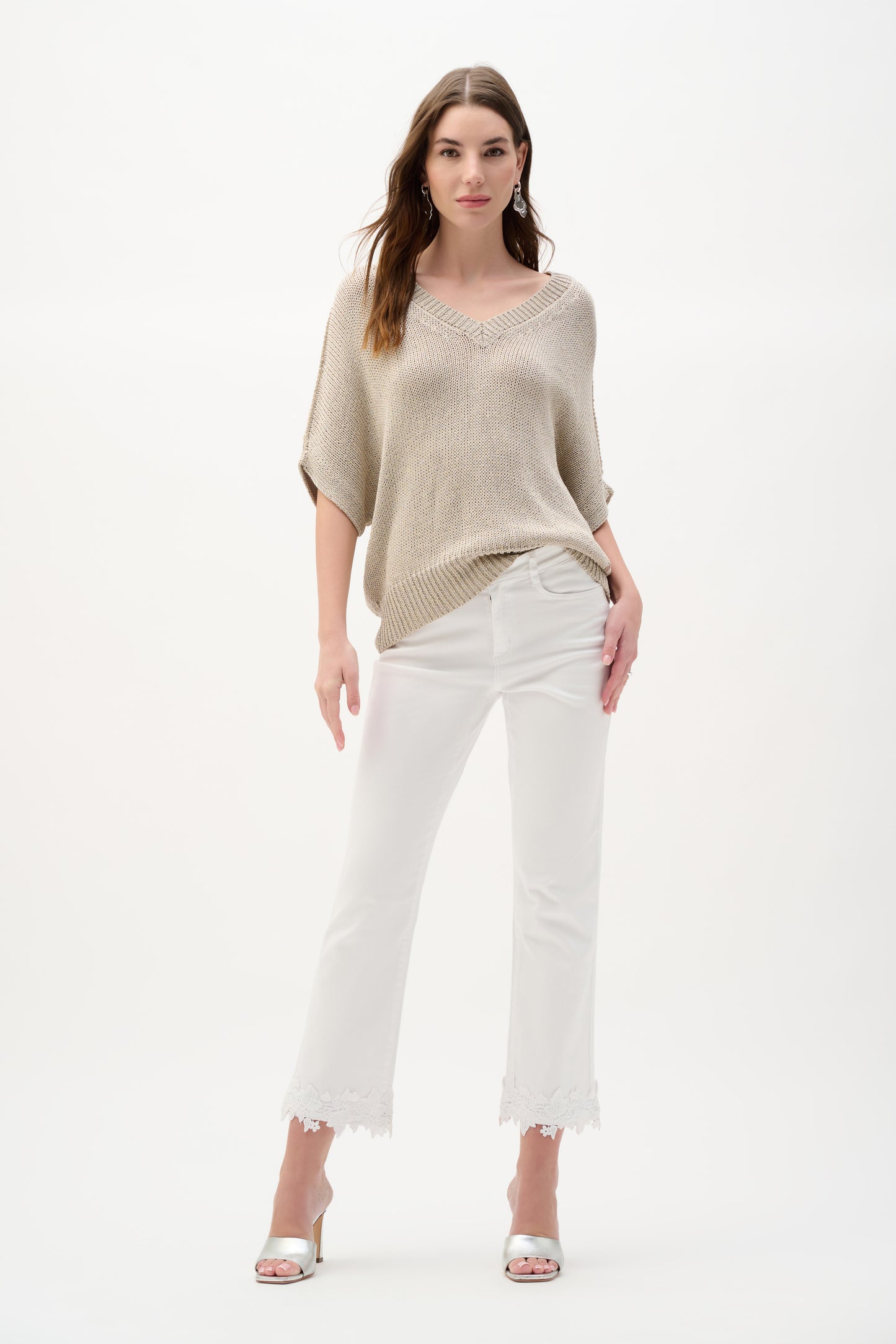 Joseph Ribkoff Relaxed Knit Lurex Sweater Moonstone