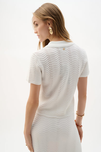 Joseph Ribkoff Textured Short Sleeve Sweater Vanilla