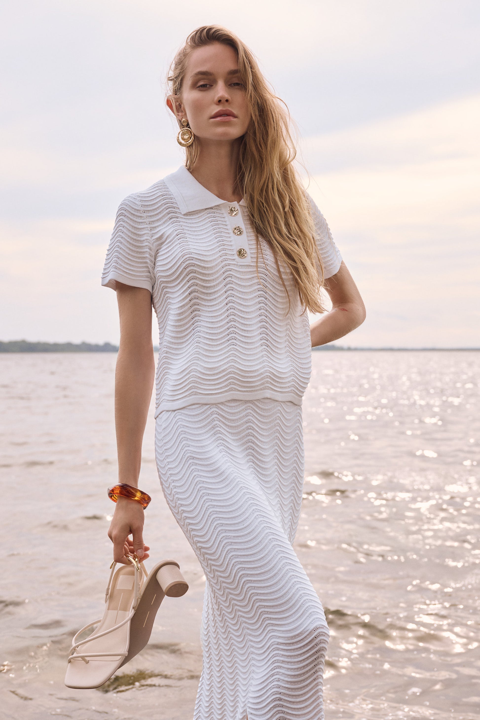Joseph Ribkoff Textured Short Sleeve Sweater Vanilla