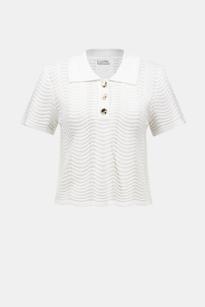 Joseph Ribkoff Textured Short Sleeve Sweater Vanilla