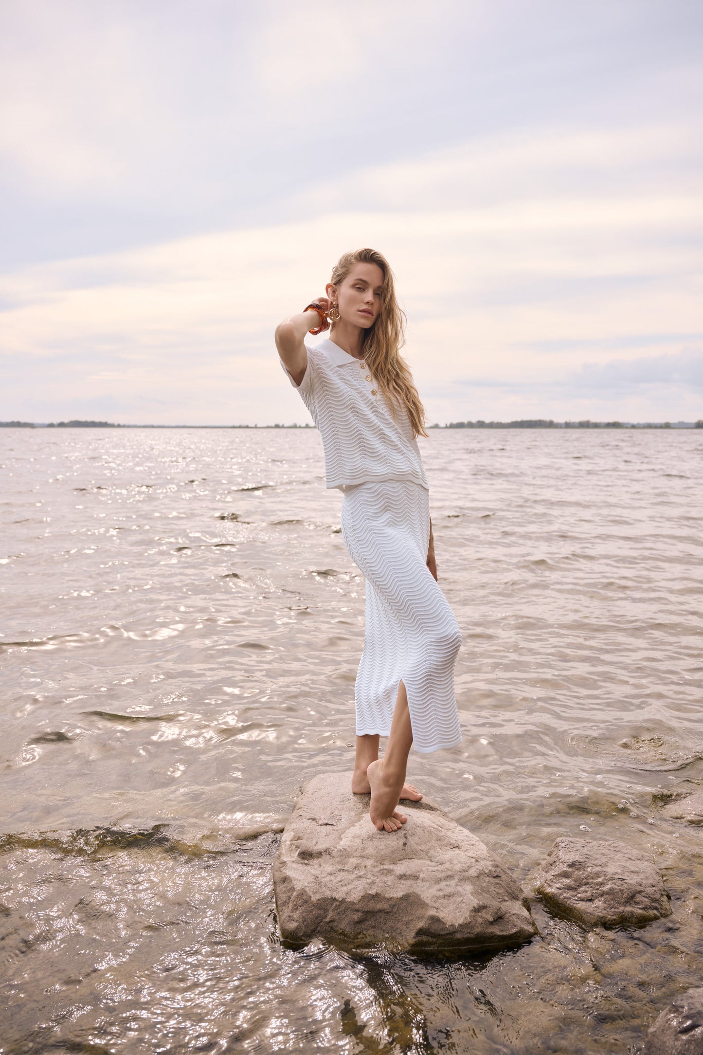 Joseph Ribkoff Sweater Knit Pencil Skirt Vanilla