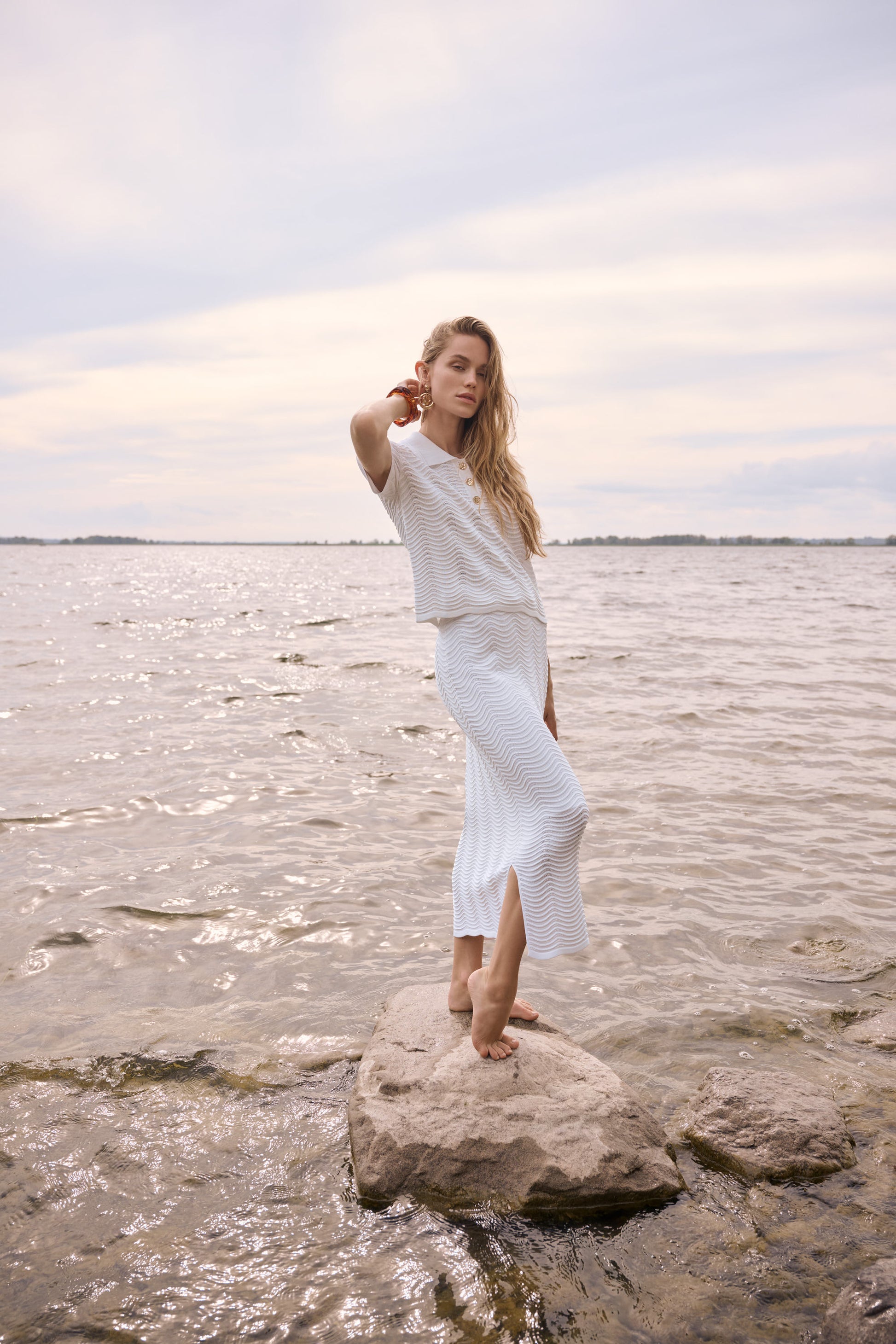 Joseph Ribkoff Sweater Knit Pencil Skirt Vanilla