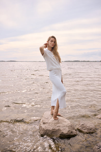 Joseph Ribkoff Sweater Knit Pencil Skirt Vanilla