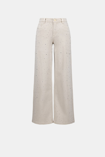 Joseph Ribkoff Wide Leg Rhinestones Jeans Moonstone