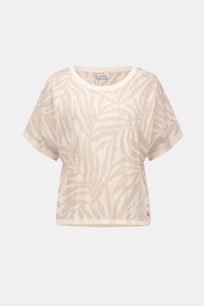 Joseph Ribkoff Tropical Print Sweater Moonstone/Canvas