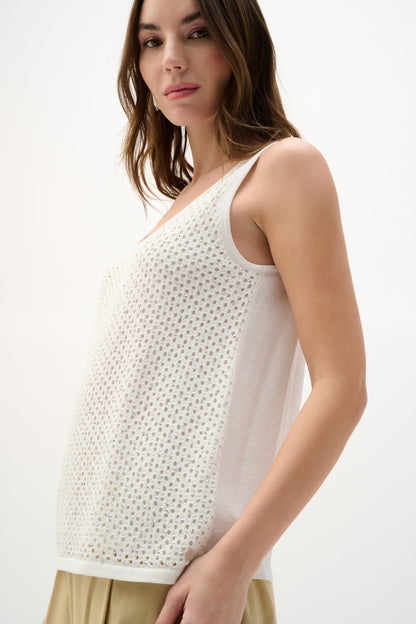 Joseph Ribkoff Embellished Knit Camisole -Vanilla