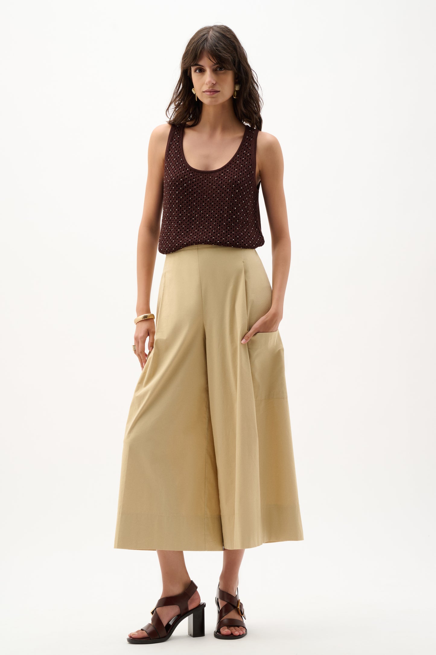 Joseph Ribkoff Embellished Knit Camisole -Mahogany