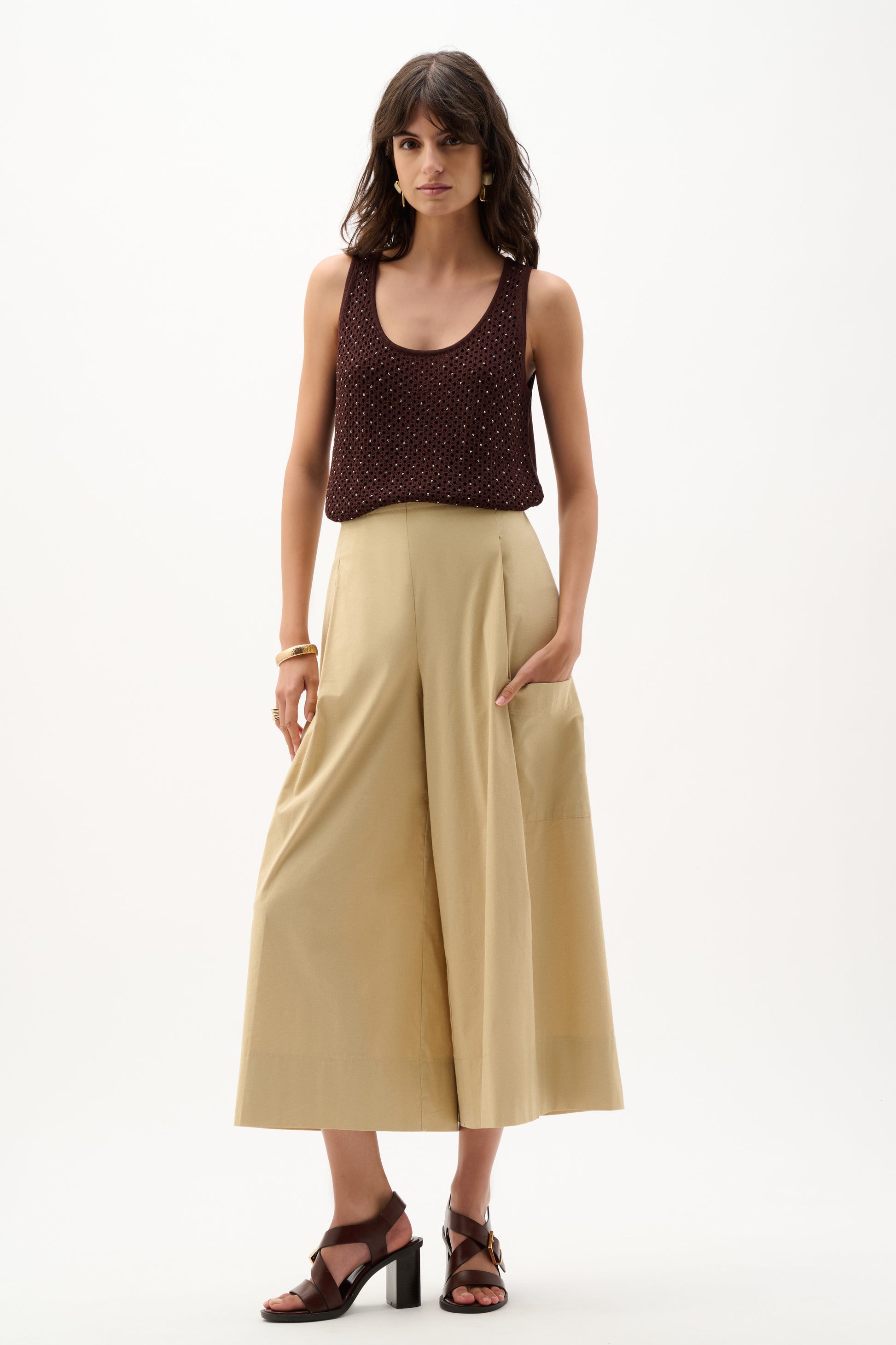 Joseph Ribkoff Embellished Knit Camisole -Mahogany