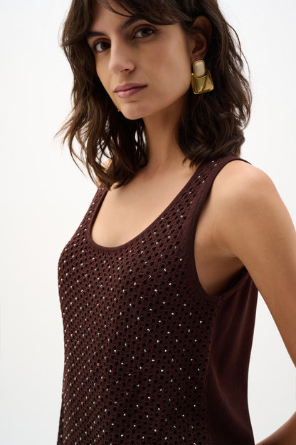 Joseph Ribkoff Embellished Knit Camisole -Mahogany
