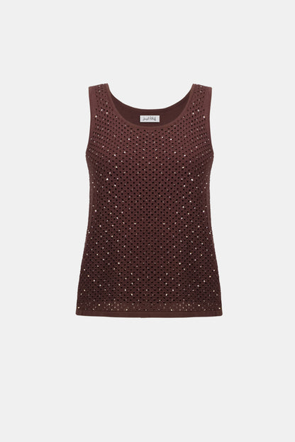 Joseph Ribkoff Embellished Knit Camisole -Mahogany