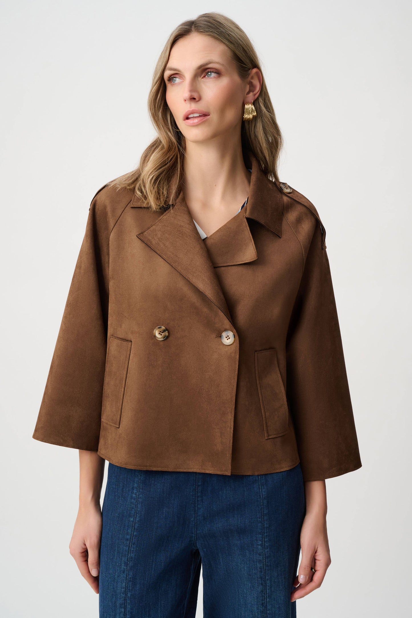 Joseph Ribkoff Suede Jacket - Brown