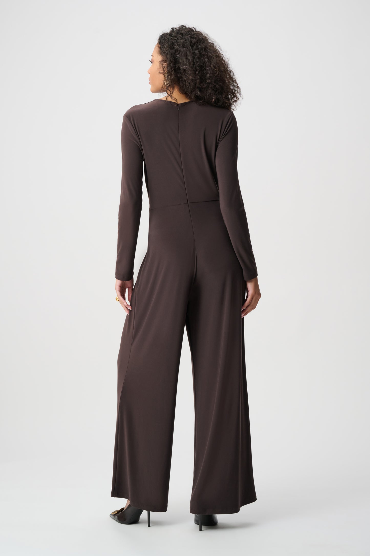 Joseph Ribkoff Wide-Leg Wrap Jumpsuit Mocha