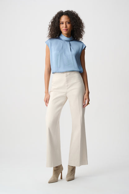 Joseph Ribkoff Satin Turtleneck Top Chambray