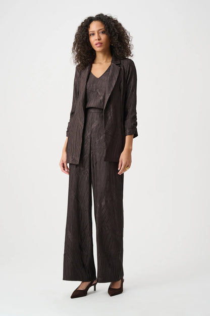 Joseph Ribkoff Pleated Satin Blazer-Mocha