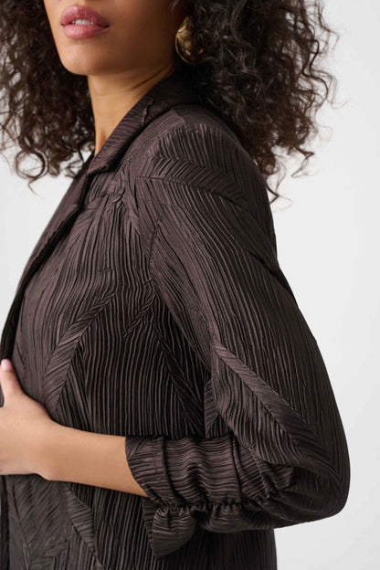Joseph Ribkoff Pleated Satin Blazer-Mocha