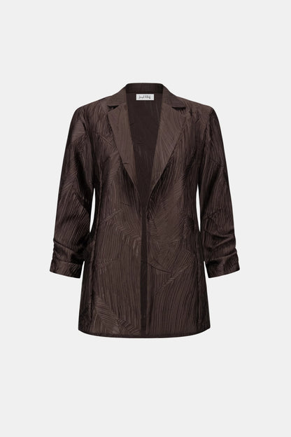 Joseph Ribkoff Pleated Satin Blazer-Mocha