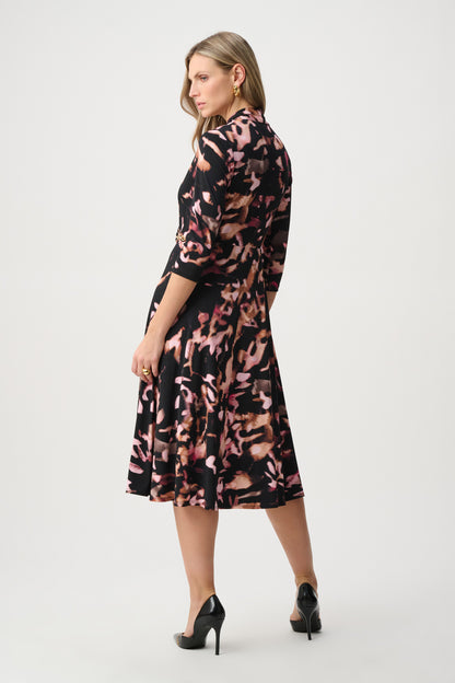 Joseph Ribkoff Printed Silky Knit Dress Black/Multi