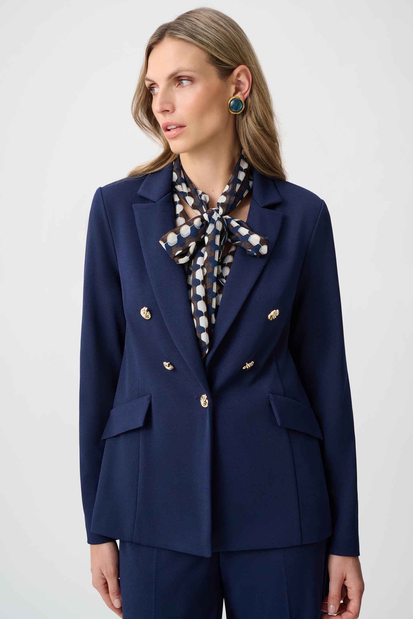 Joseph Ribkoff Crepe Fitted Blazer Indigo