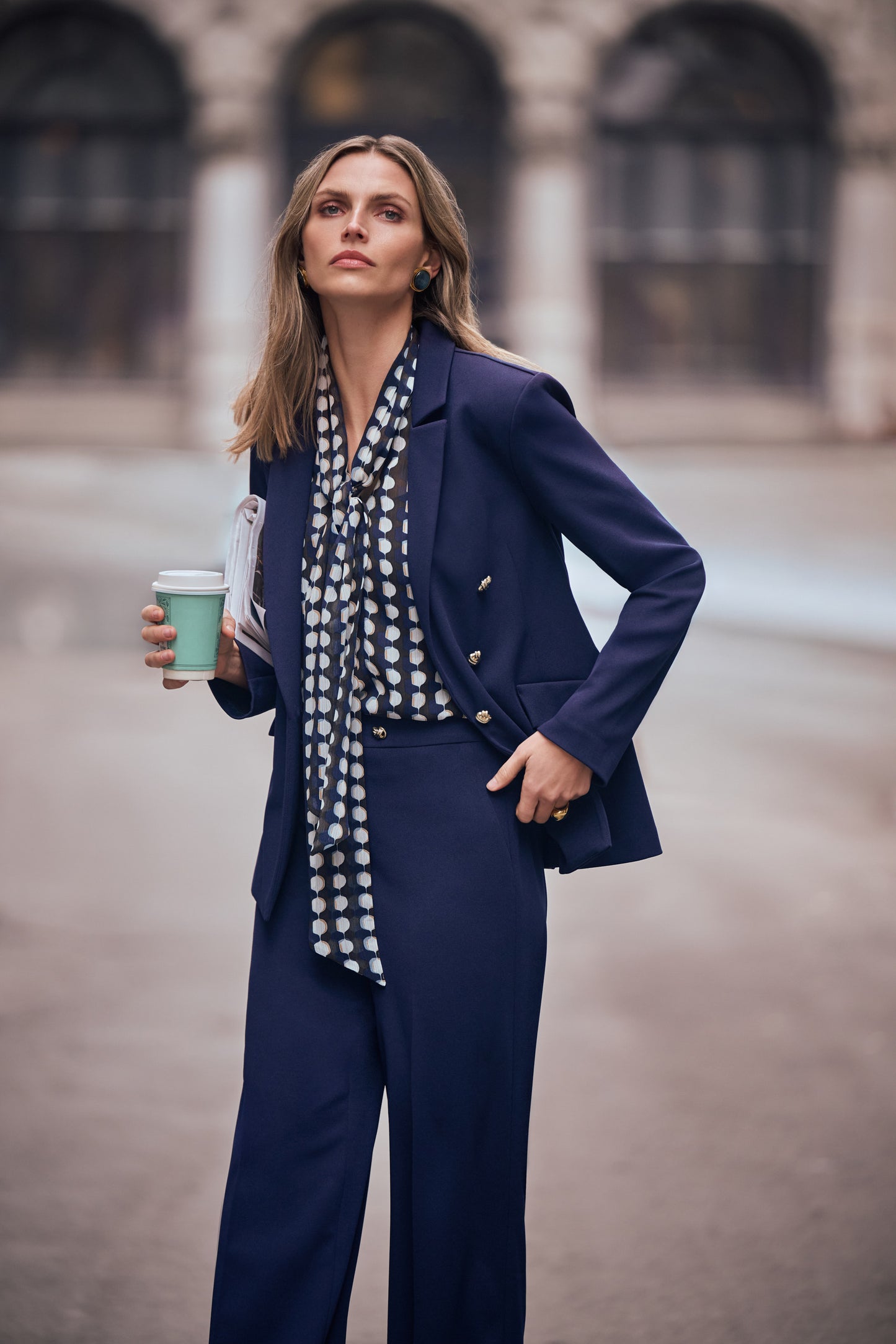 Joseph Ribkoff Crepe Fitted Blazer Indigo