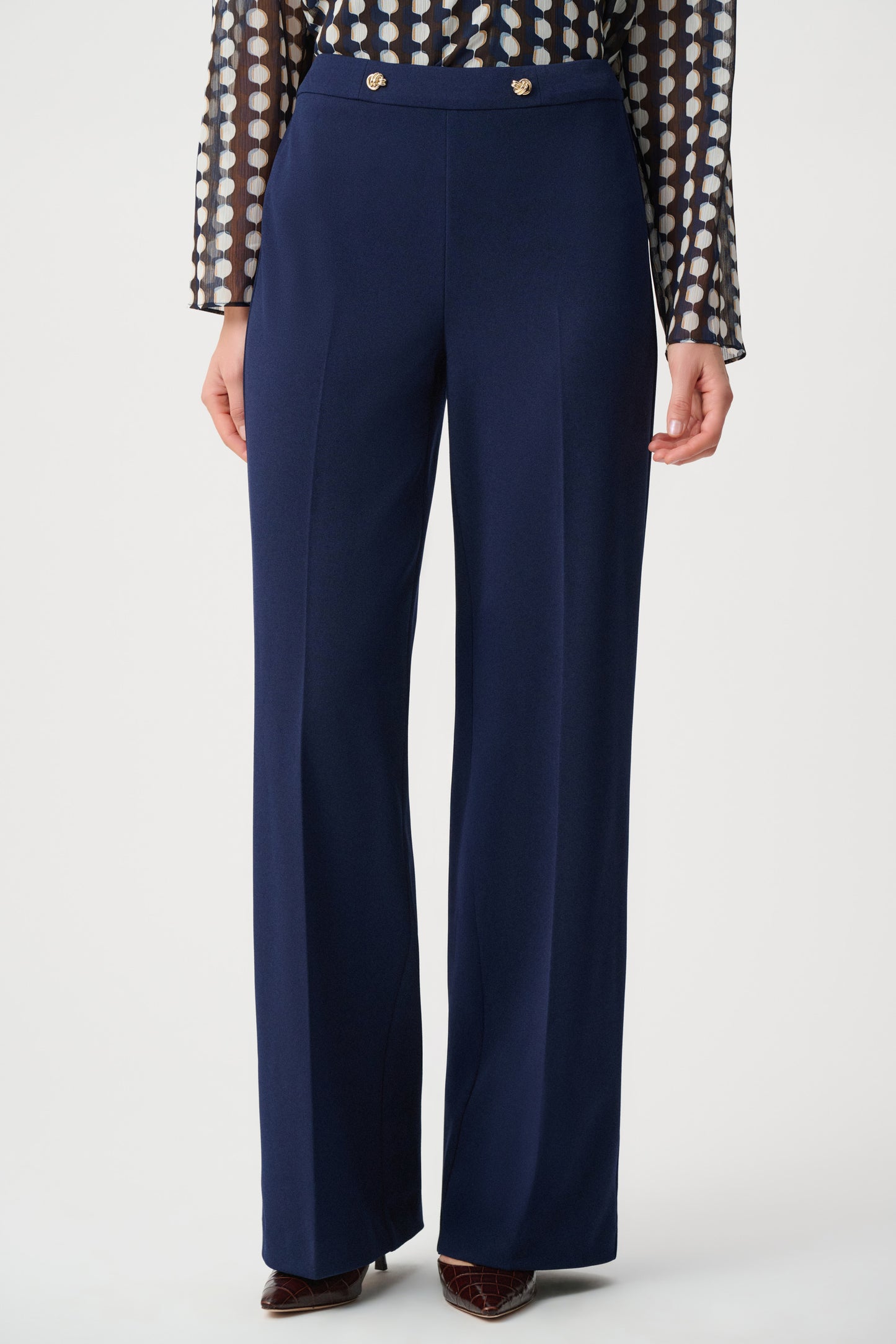 Joseph Ribkoff Crepe Wide-Leg Trousers Indigo