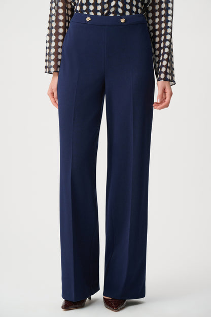 Joseph Ribkoff Crepe Wide-Leg Trousers Indigo