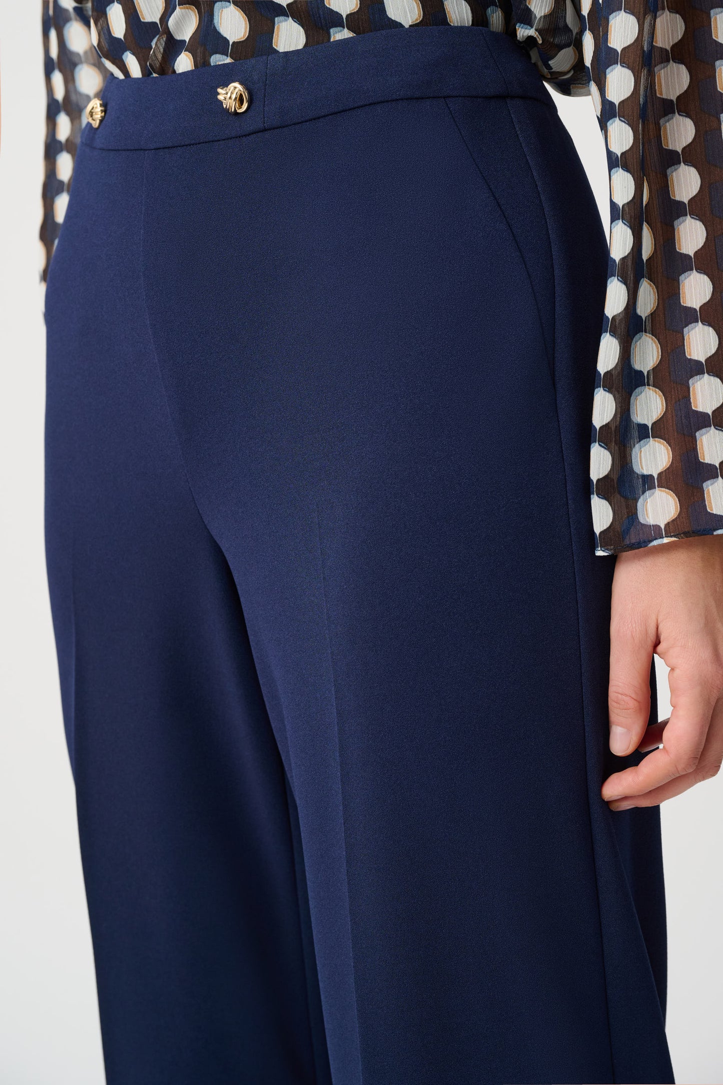 Joseph Ribkoff Crepe Wide-Leg Trousers Indigo