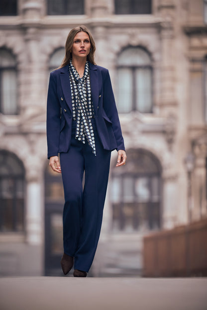 Joseph Ribkoff Crepe Wide-Leg Trousers Indigo