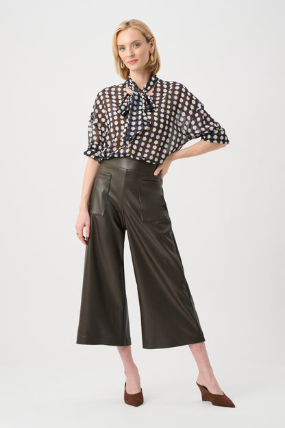 Joseph Ribkoff Leatherette Culottes  Mocha