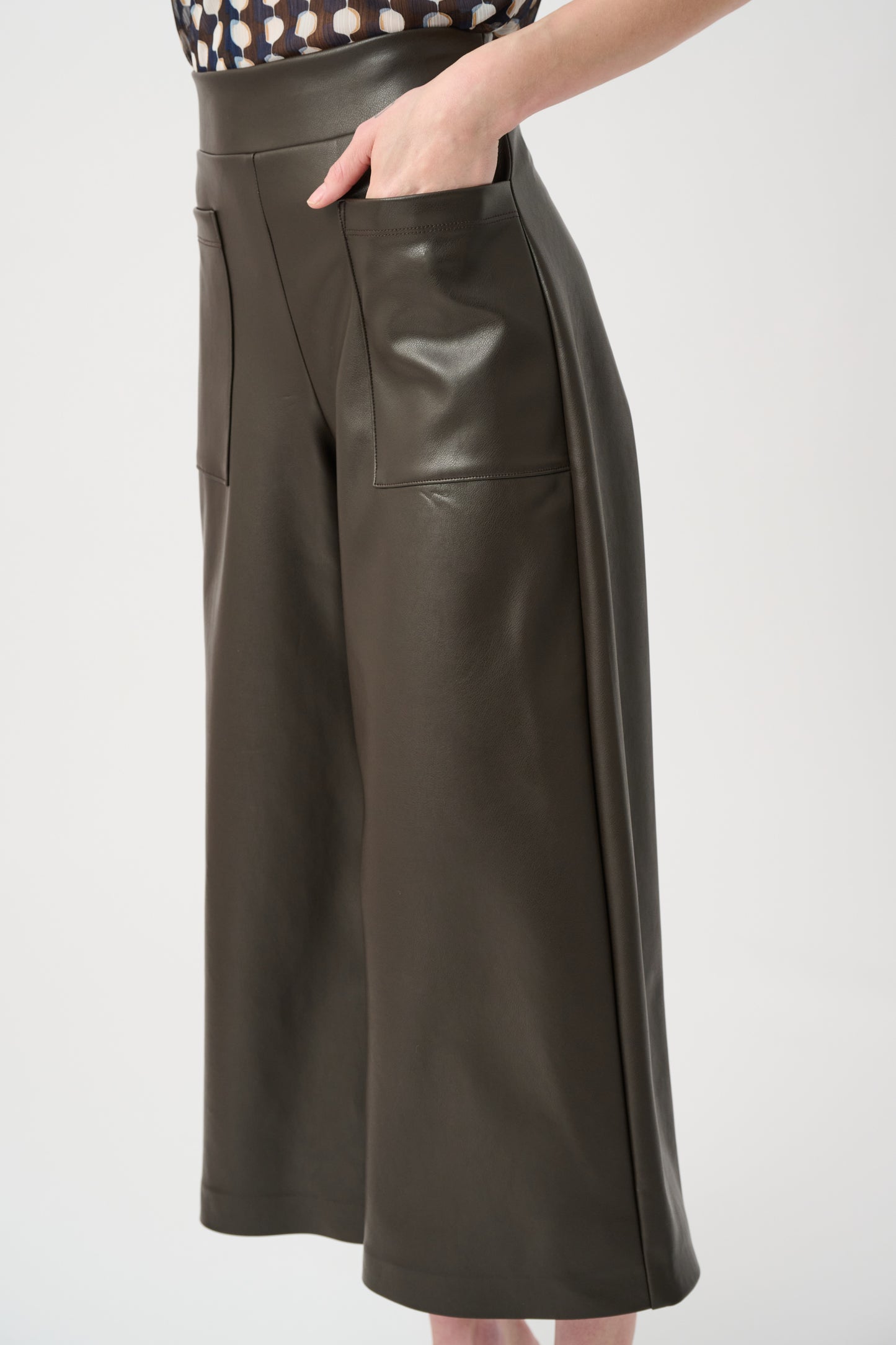 Joseph Ribkoff Leatherette Culottes  Mocha