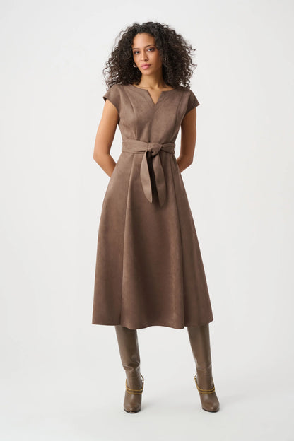 Joseph Ribkoff Scuba Suede Dress-Mink
