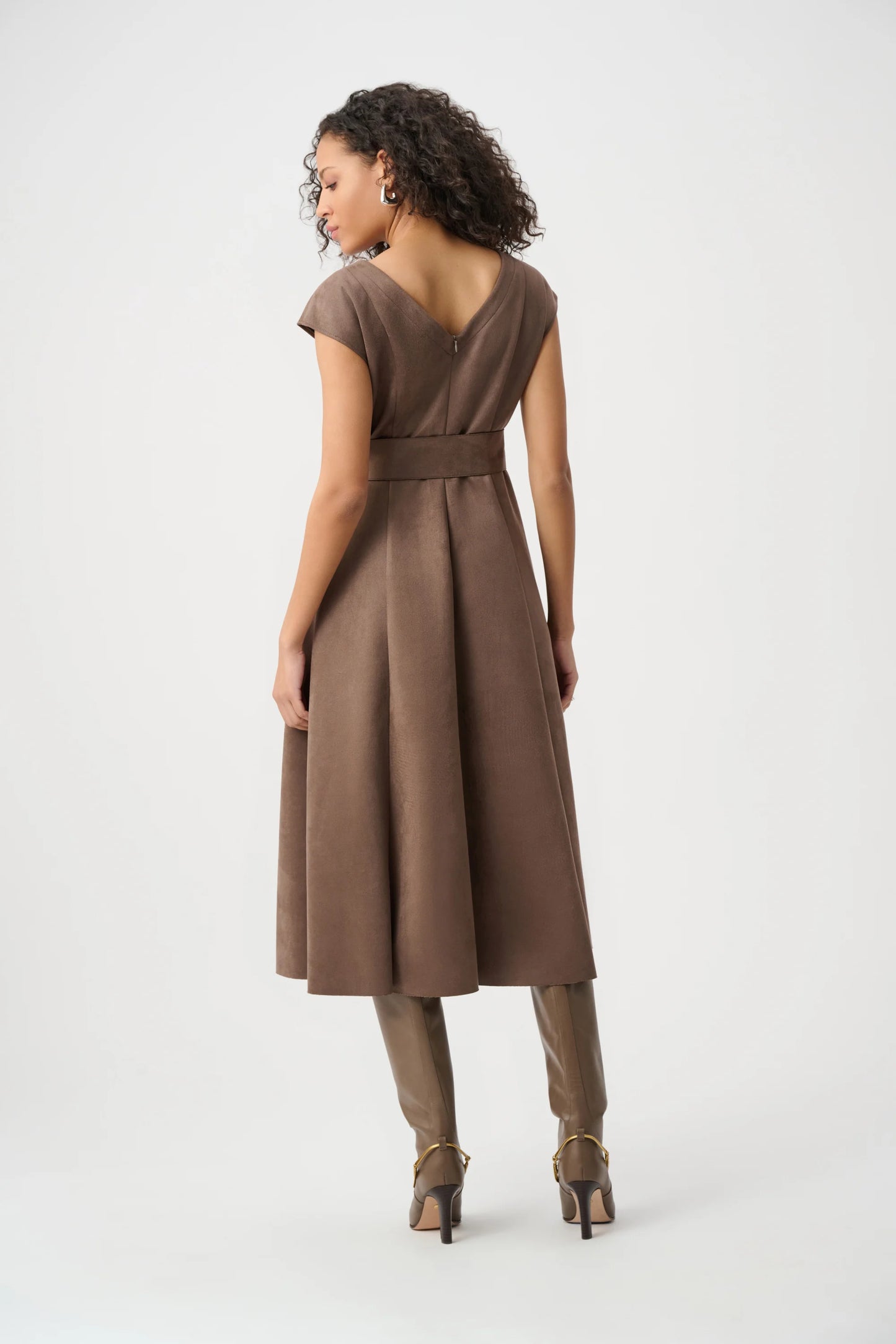 Joseph Ribkoff Scuba Suede Dress-Mink