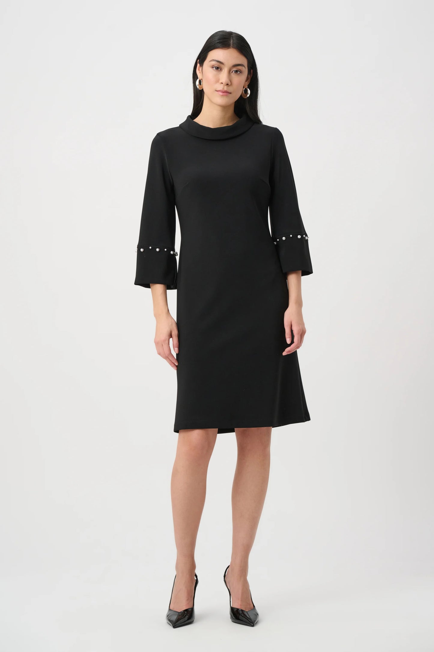 Joseph Ribkoff A-Line Dress With Pearl Detail-Black