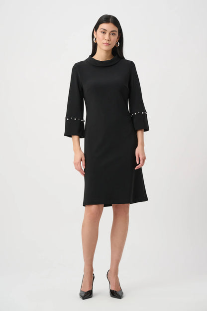 Joseph Ribkoff A-Line Dress With Pearl Detail-Black