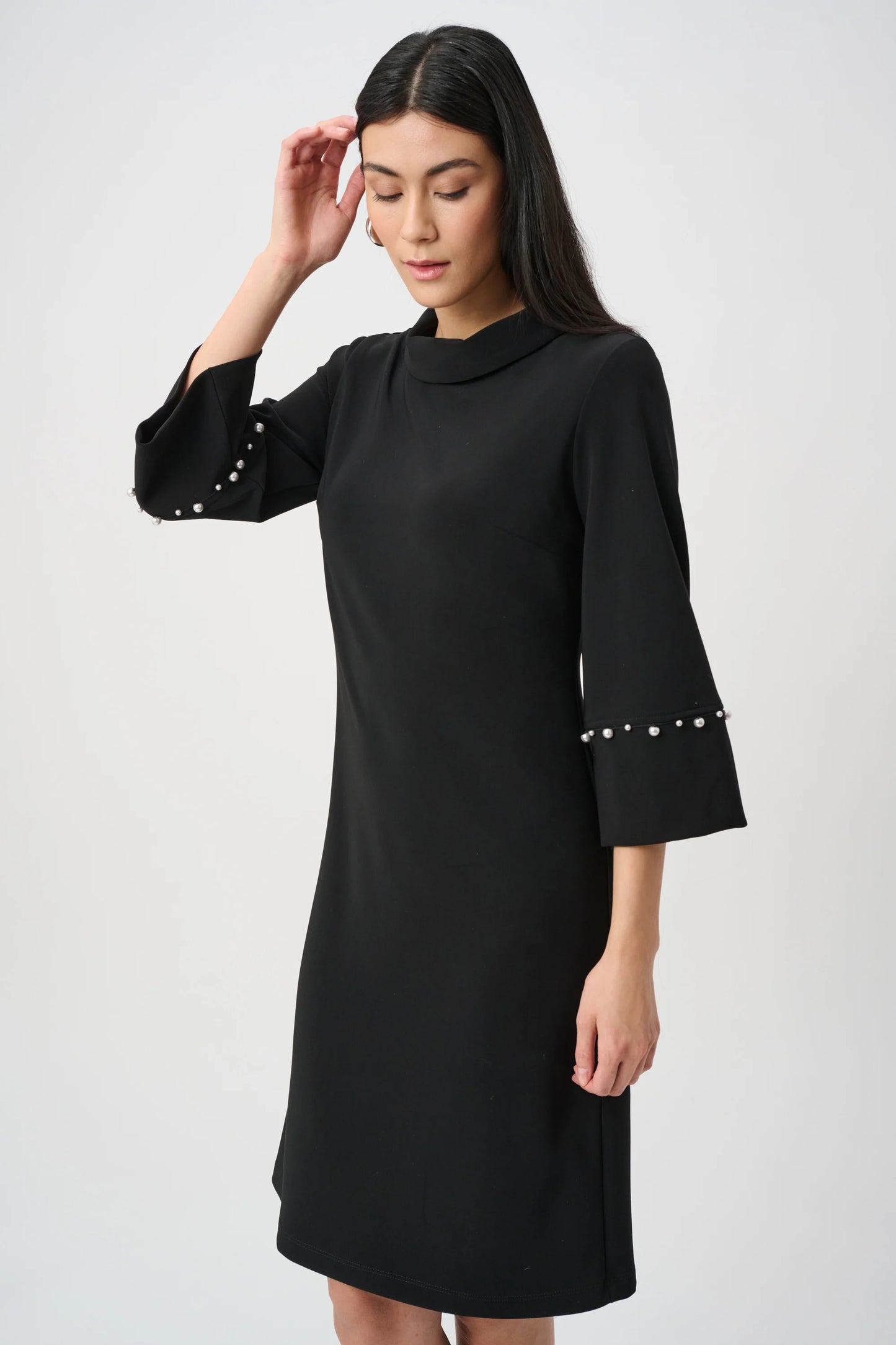 Joseph Ribkoff A-Line Dress With Pearl Detail-Black