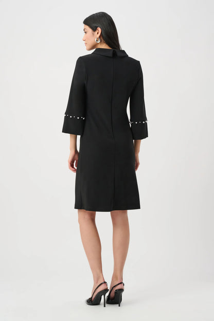 Joseph Ribkoff A-Line Dress With Pearl Detail-Black
