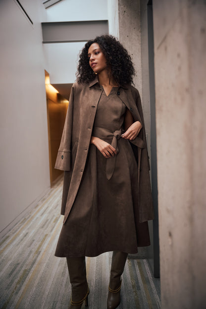 Joseph Ribkoff  Scuba Suede Straight Coat Mink