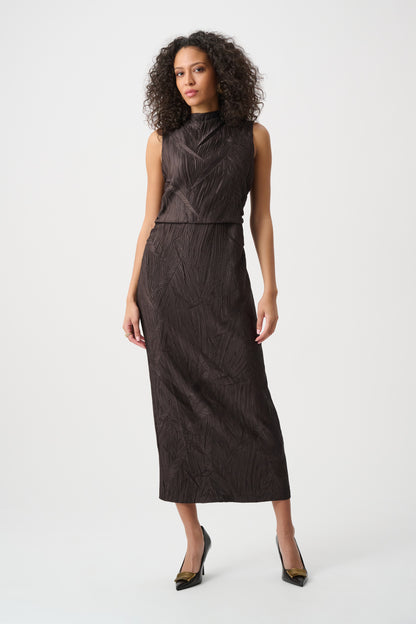 Joseph Ribkoff Satin Sleeveless Midi Dress Mocha