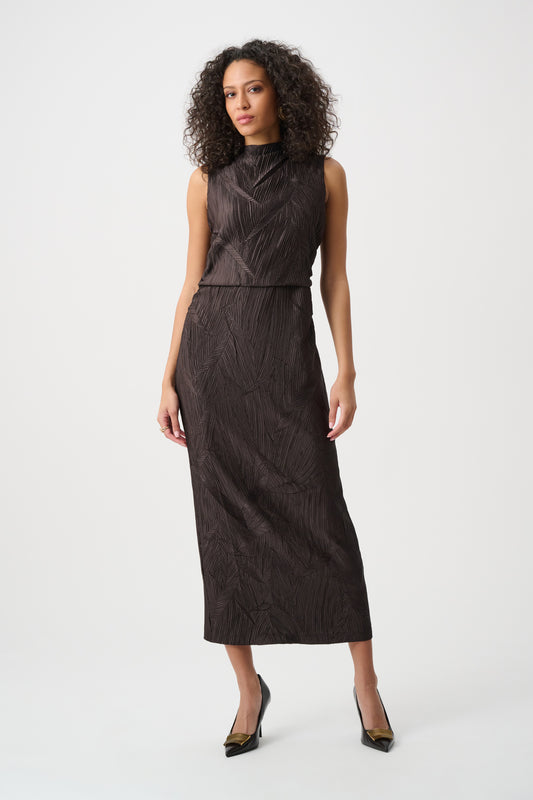 Joseph Ribkoff Satin Sleeveless Midi Dress Mocha