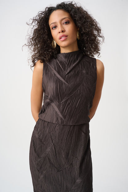 Joseph Ribkoff Satin Sleeveless Midi Dress Mocha