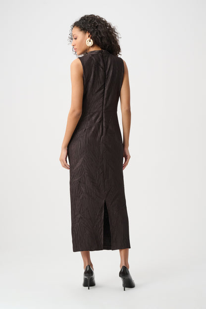 Joseph Ribkoff Satin Sleeveless Midi Dress Mocha