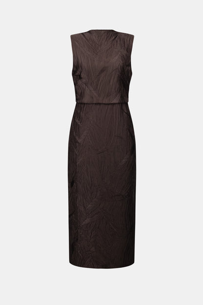 Joseph Ribkoff Satin Sleeveless Midi Dress Mocha