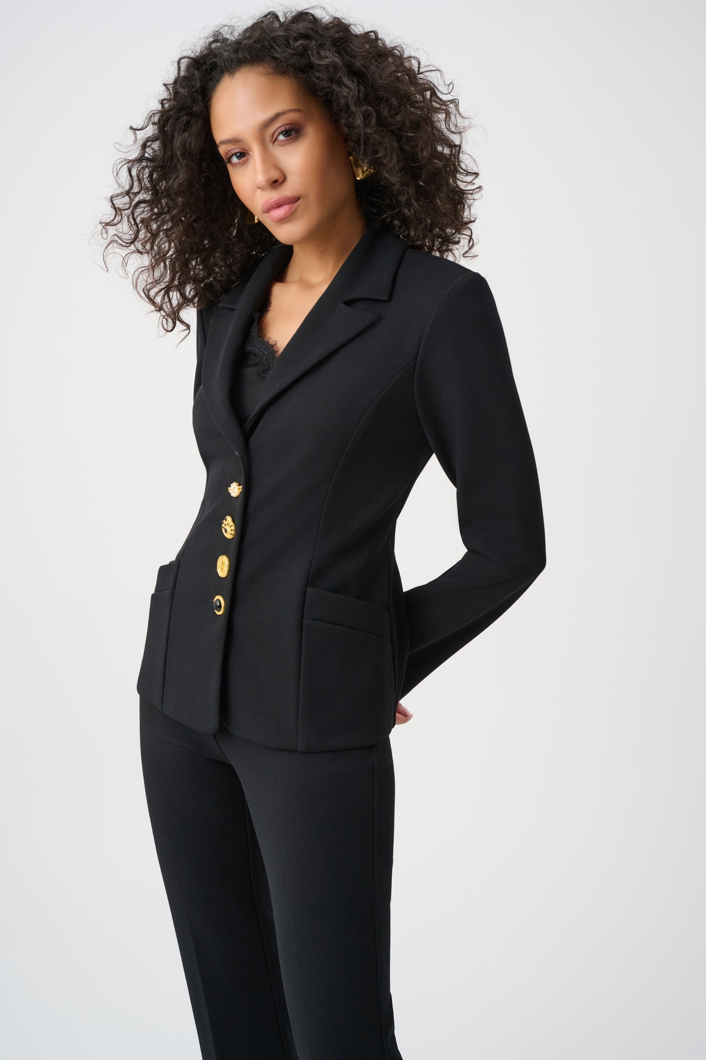 Joseph Ribkoff Crepe Fitted Blazer Black