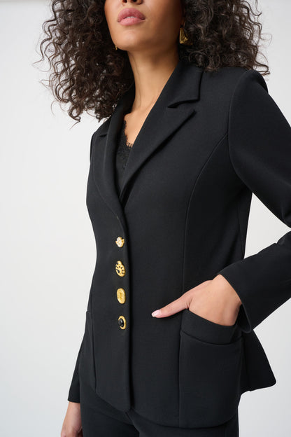 Joseph Ribkoff Crepe Fitted Blazer Black