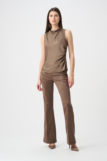 Joseph Ribkoff Suede Flared Trousers Mink