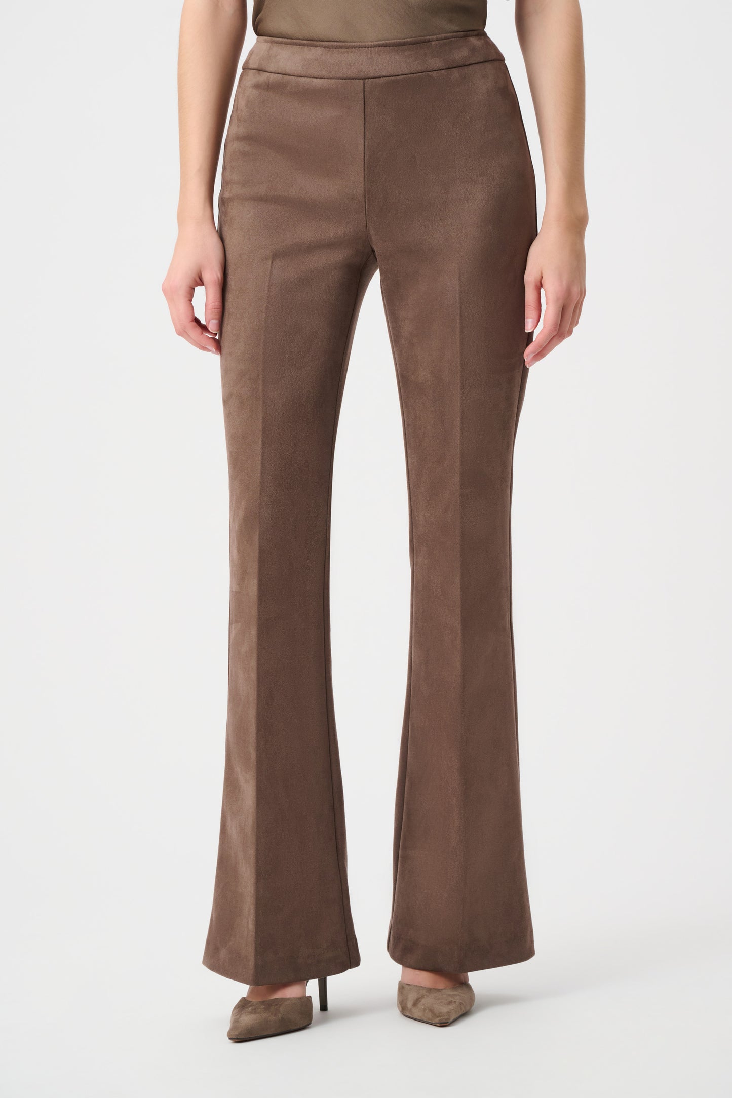 Joseph Ribkoff Suede Flared Trousers Mink