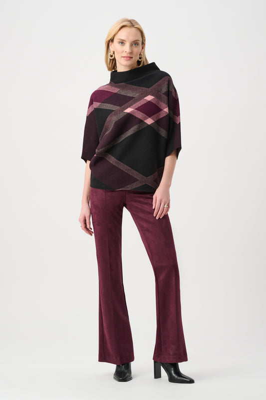 Joseph Ribkoff Suede Flared Trousers-Elderberry