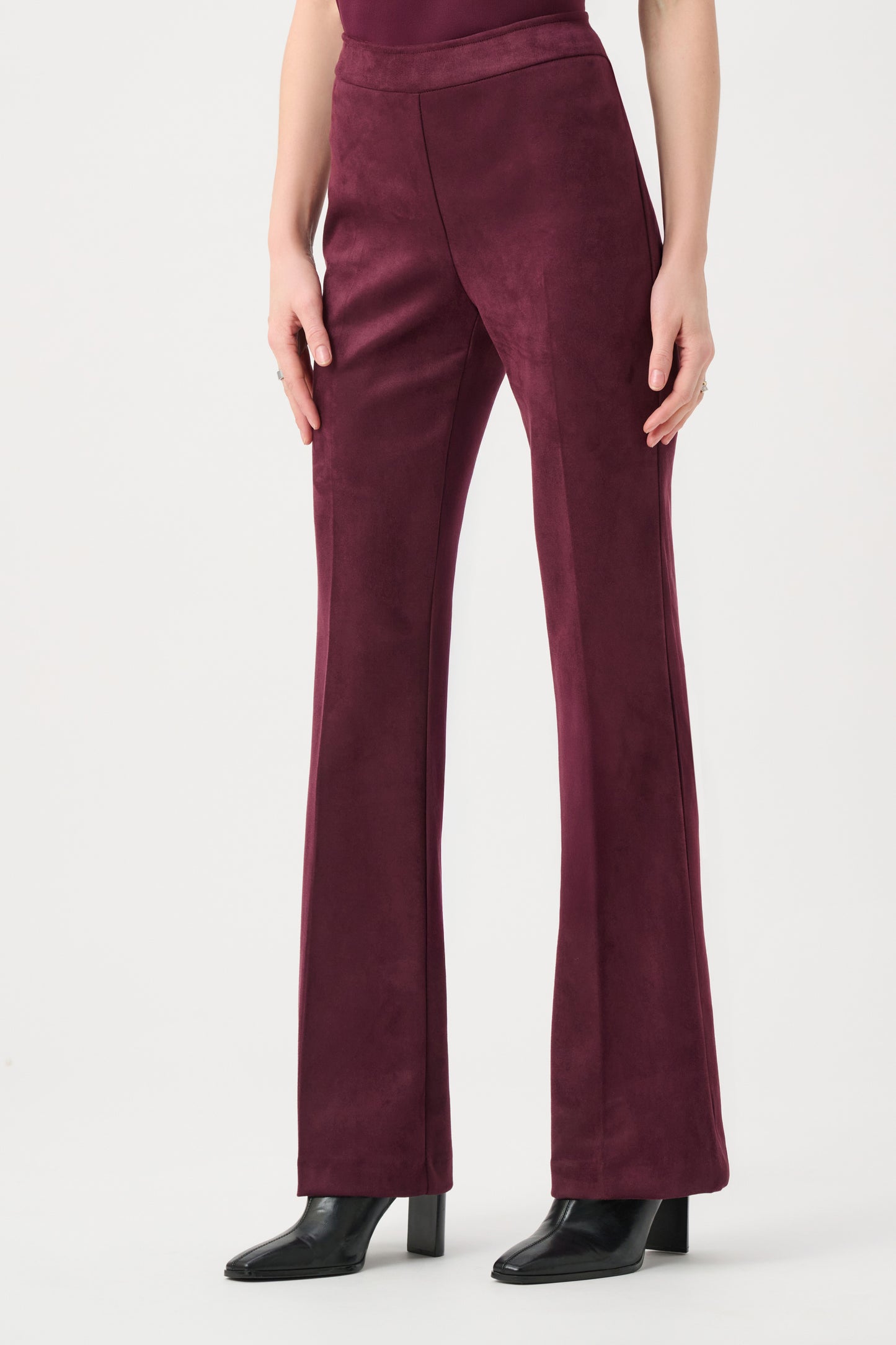 Joseph Ribkoff Suede Flared Trousers-Elderberry