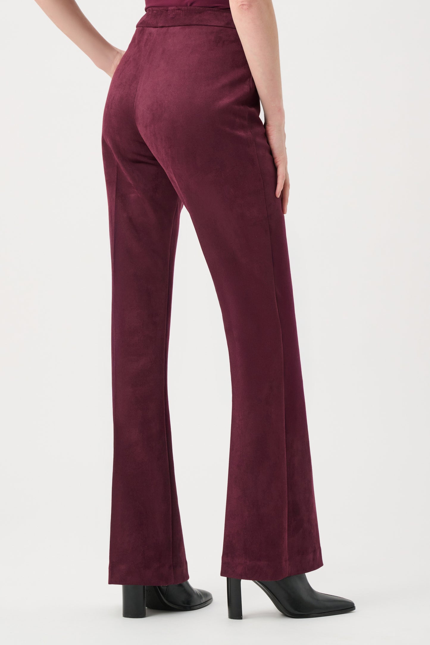 Joseph Ribkoff Suede Flared Trousers-Elderberry