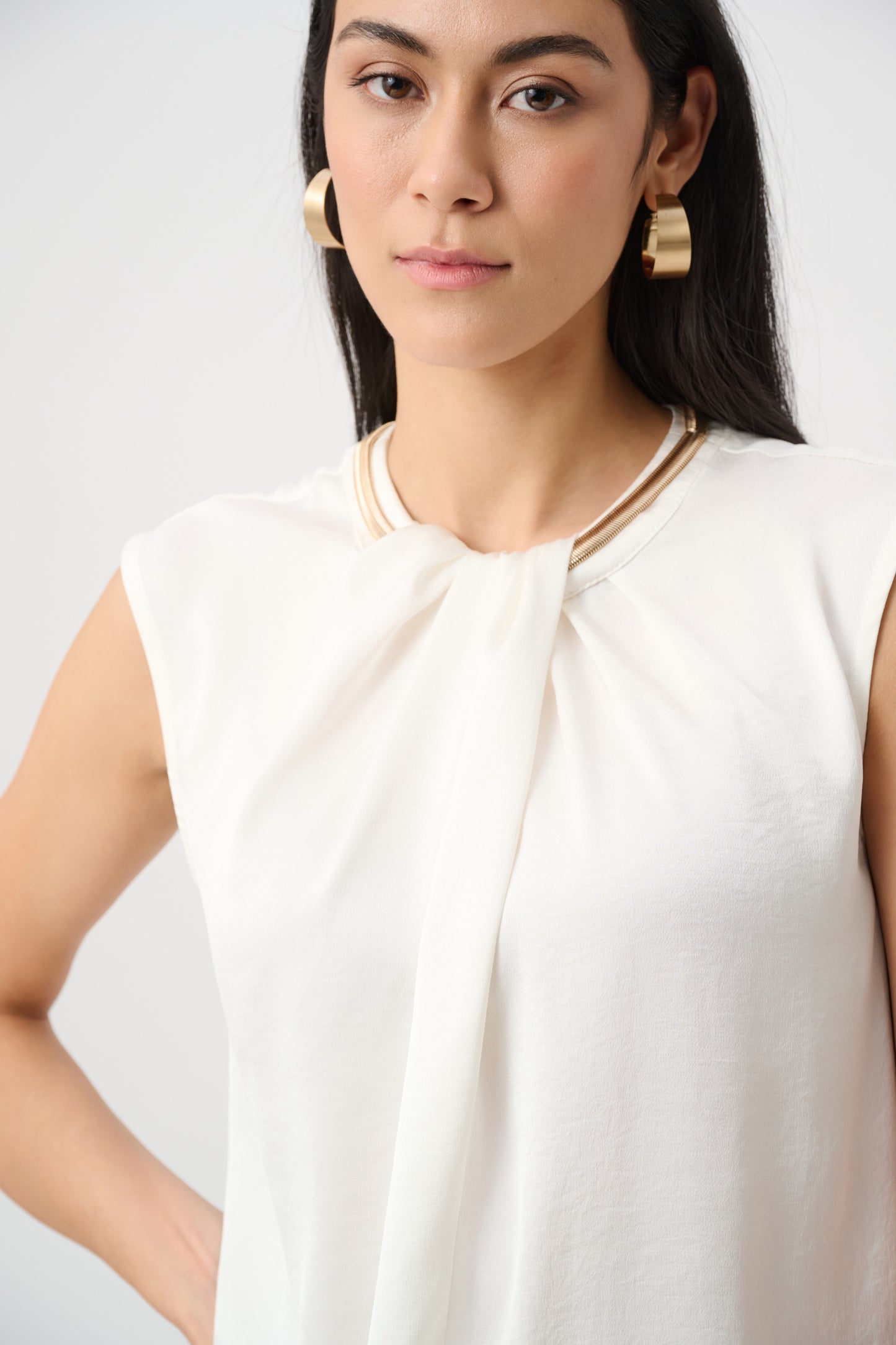 Joseph Ribkoff Satin Sleeveless Top Winter White