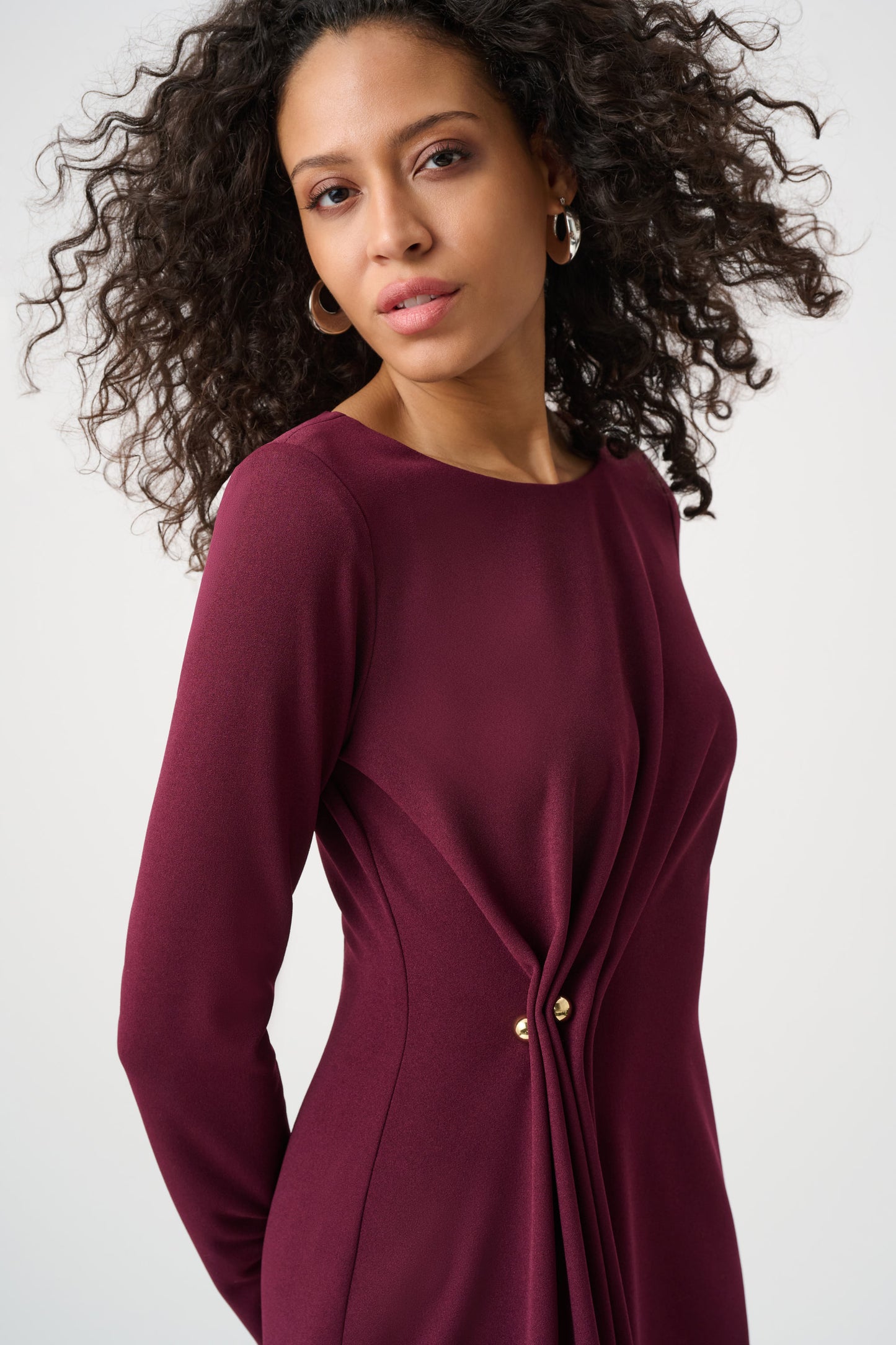 Joseph Ribkoff Crepe Draped Front Dress Elderberry